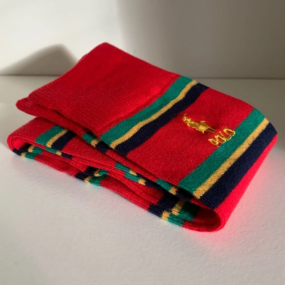 NWOT Ralph Lauren long socks striped multicolor (gold logo)